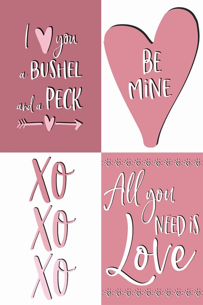 Four style of Valentine's Day cards.