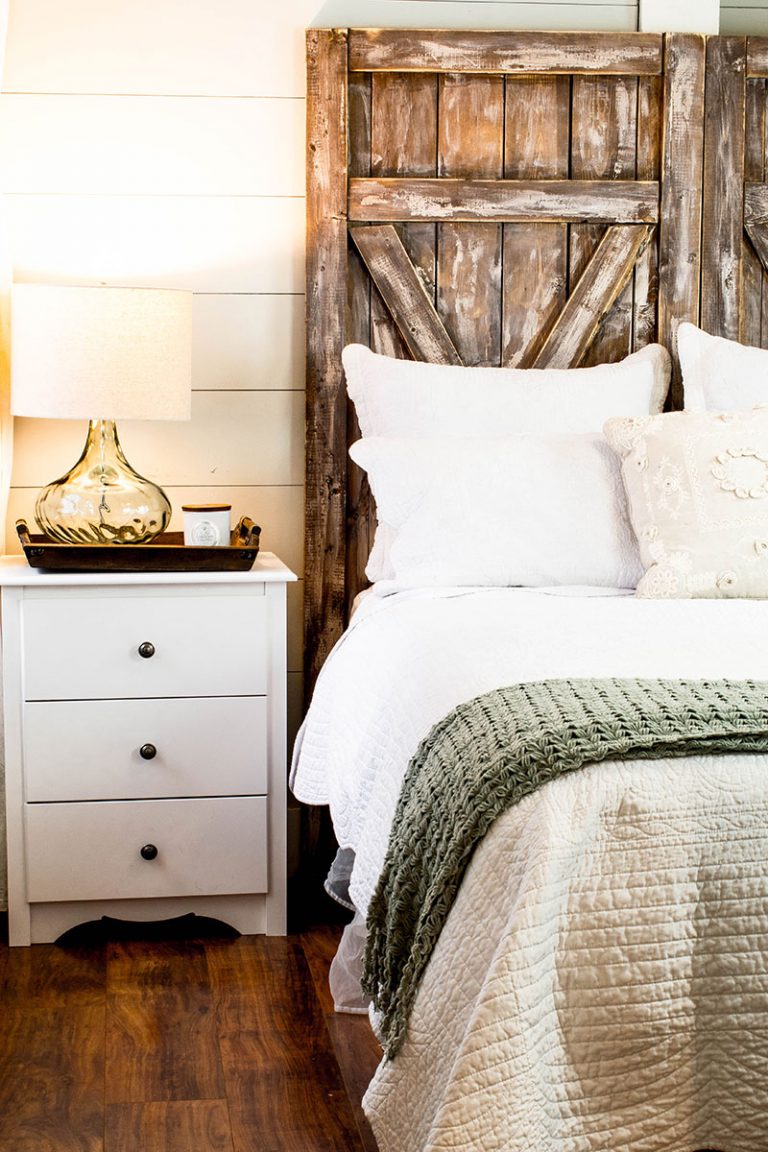 Build an Easy Barn Door Headboard for only 50.00