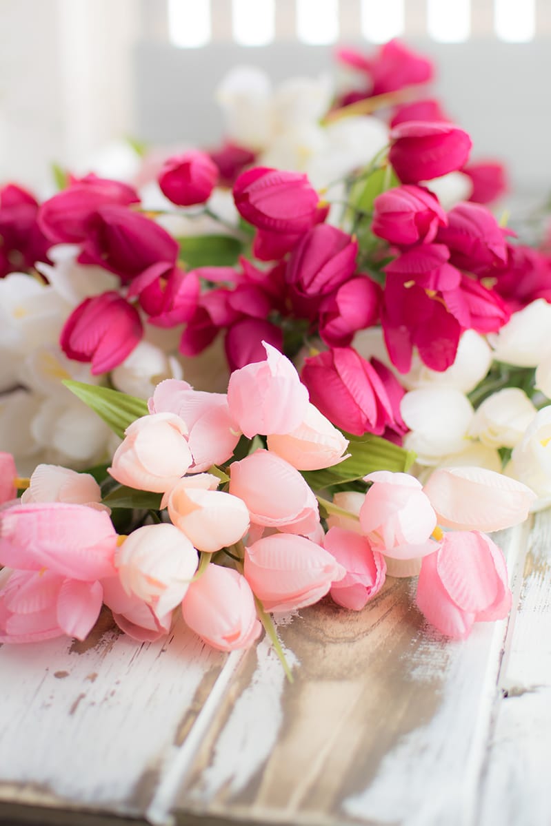 Pink and White Artificial Tulips