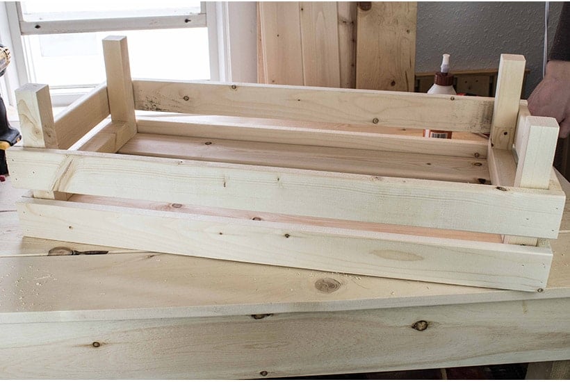 Image of the fully assembled bin, before staining.