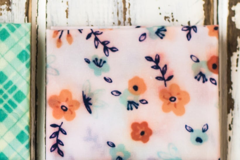 Closeup of beeswax wraps.