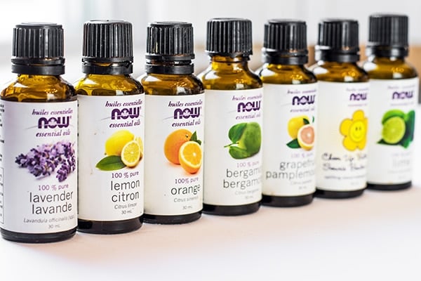 Essential Oil Bottles in a Line