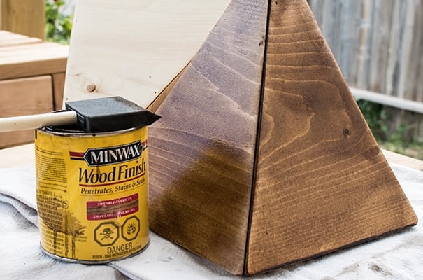 DIY wooden planter stained with Minwax Early American stain