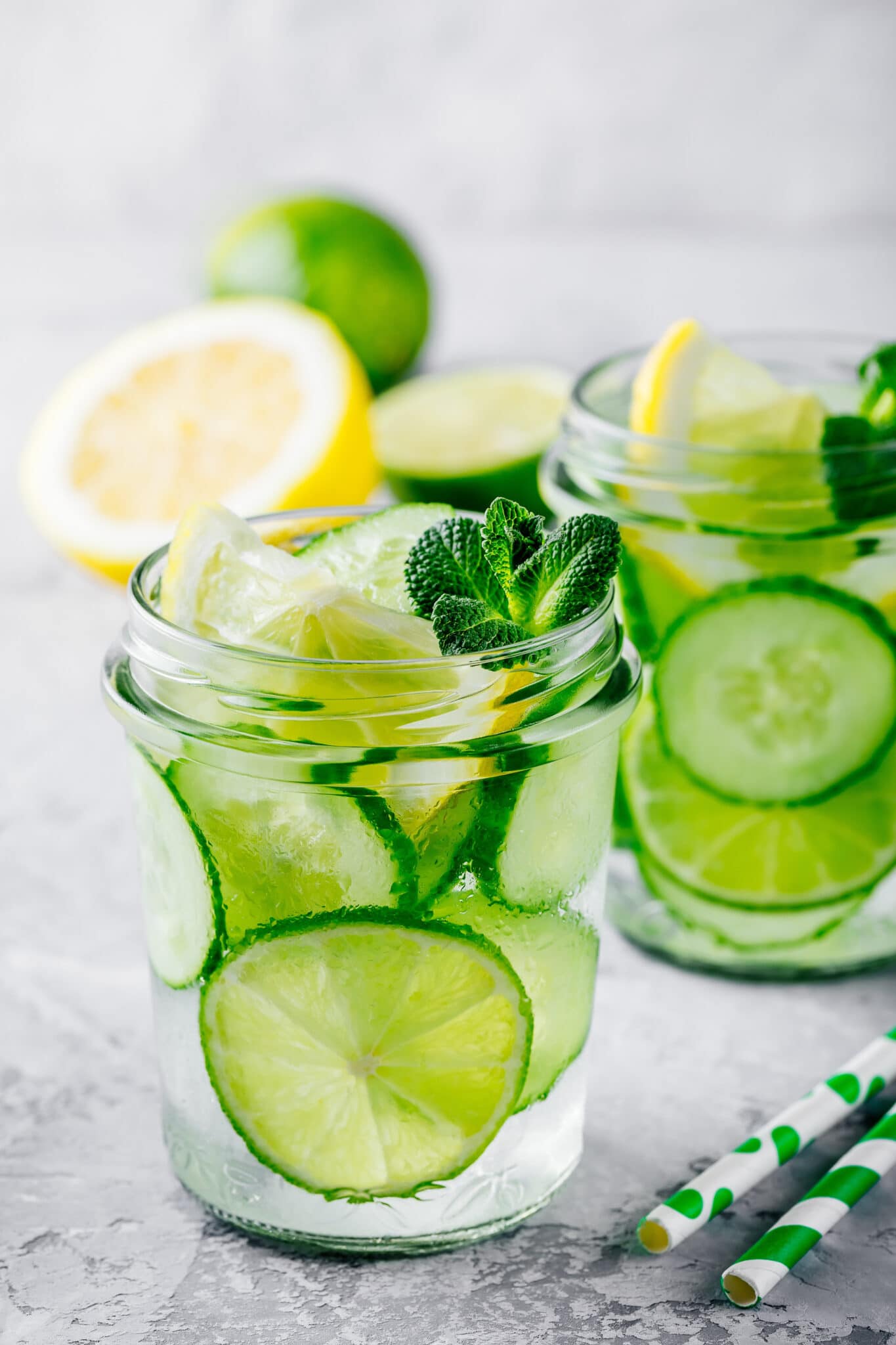Cucumber and lime infused water.